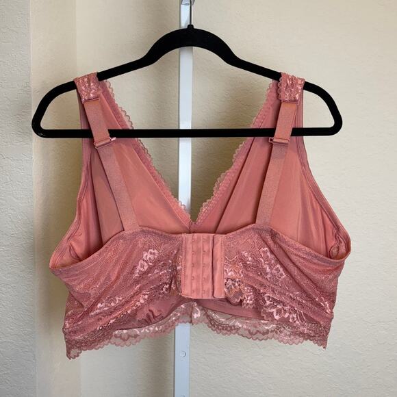 DREAMFIT Plus Size Full Coverage Wireless Lace Bralette Apricot Pink 3X New - Picture 7 of 7